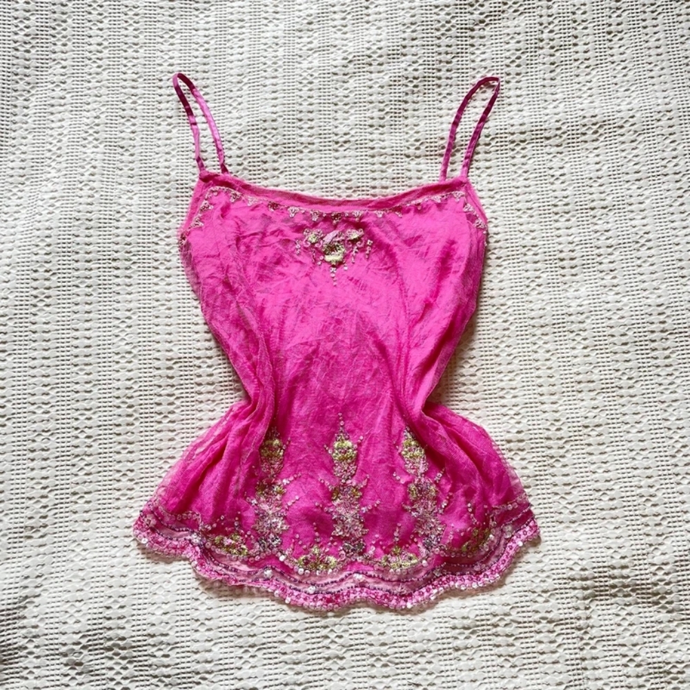 pink gold sequin Ibiza sparkly fairy flowy summer cami